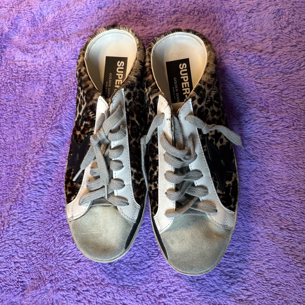 Golden Goose Leopard and White Sneakers SIZE 40
